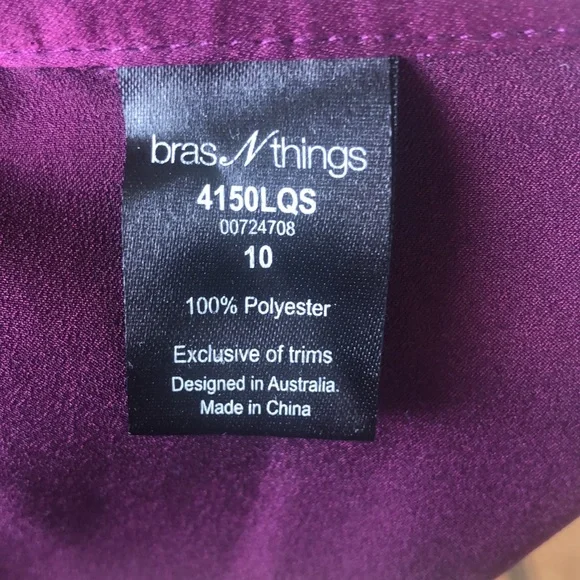 (👚3 for $20) Bras n things pajamas size 10 deep silk purple - Picture 4 of 5